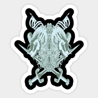 Knight Coat Of Arms Goats Illustration Sticker